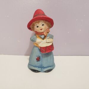 1978 Jasco Merri- Bell Little Drummer Girl Bell Figurine 4"×2" Ceramic